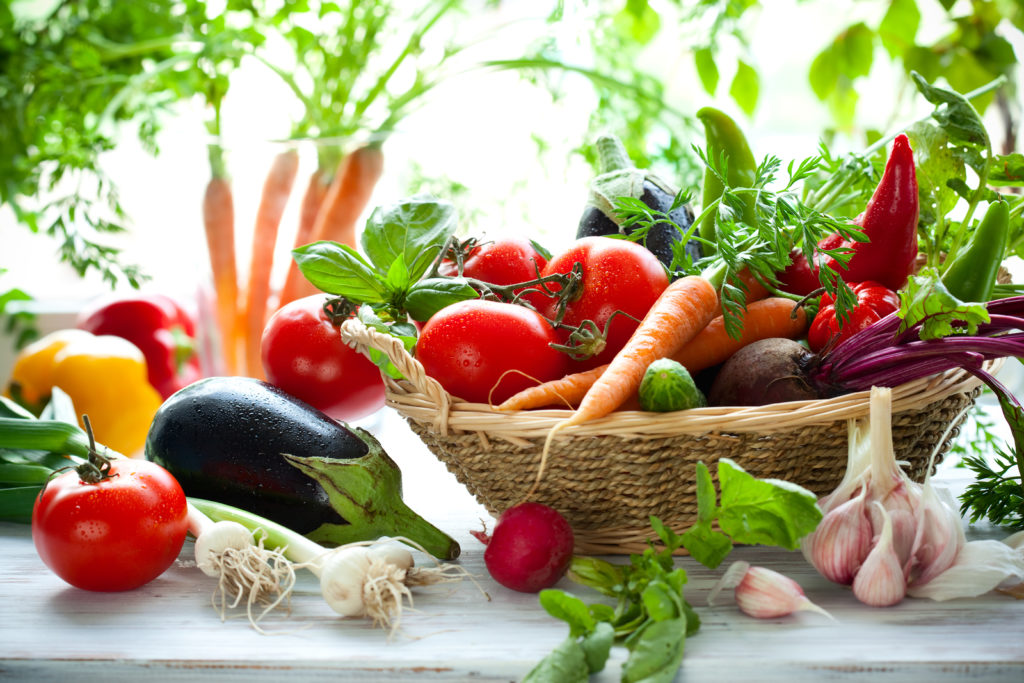 image of fresh fruits and vegetables in a basket
